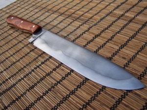 Outdoor custom knife with hamon line